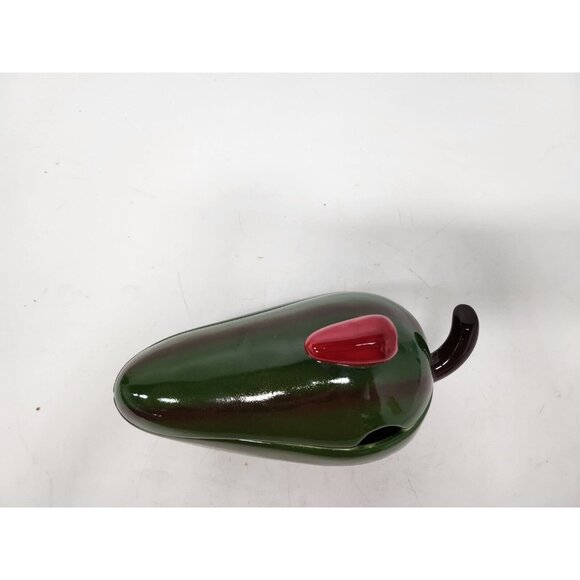 Vintage Mexican Pottery Green Jalapeno Pepper Salsa Dish Ceramic Covered - Picture 3 of 11